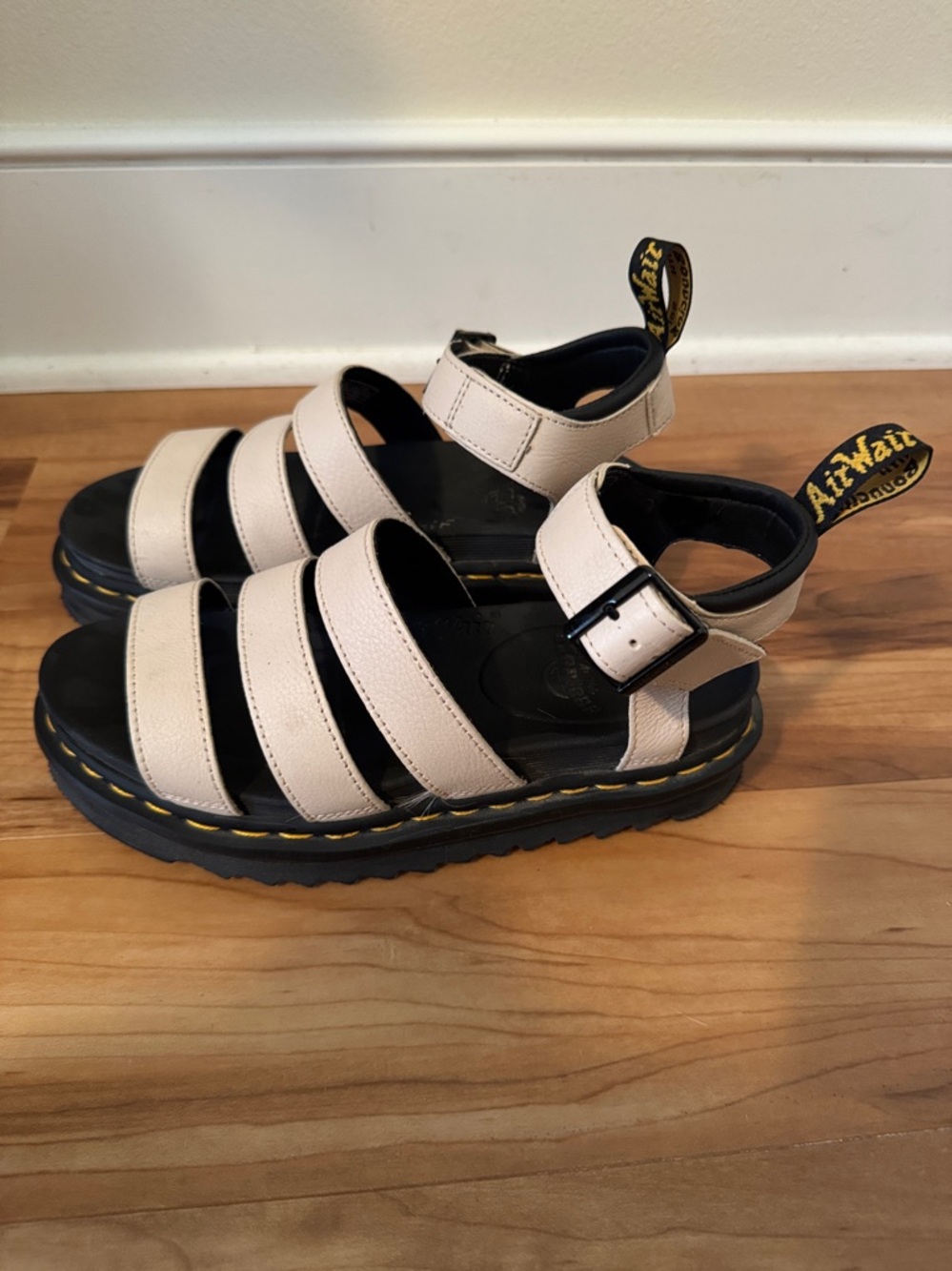 Dr. Martin Blair Cream Strappy Chunky Platform Sandals - Picture 7 of 9
